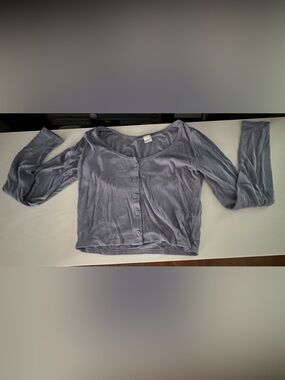 Gilly Hicks Lavender Ribbed Scoop Neck Crop Top with Buttons